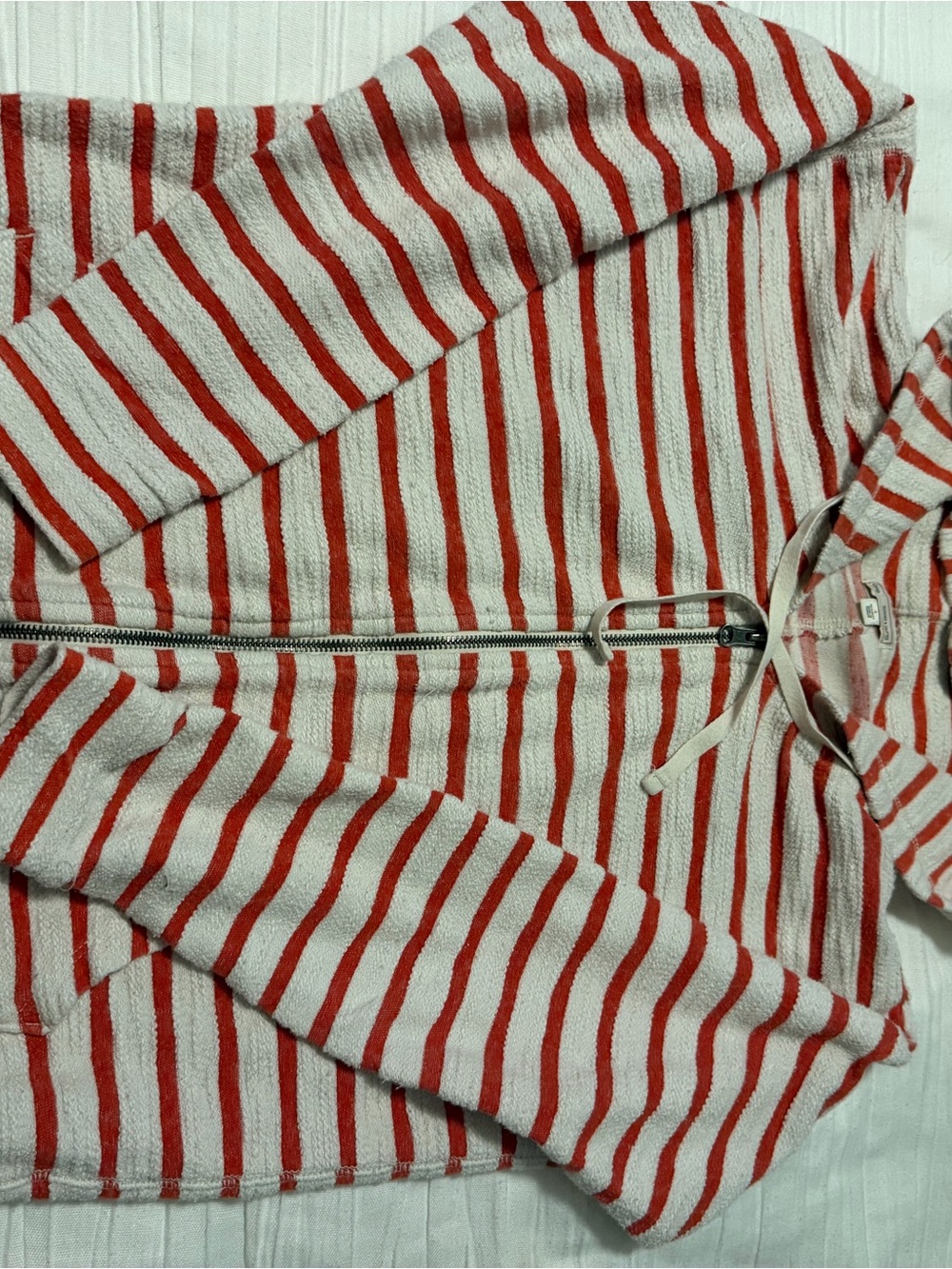 GAP Deep Orange & Off White Striped Zip Hoodie